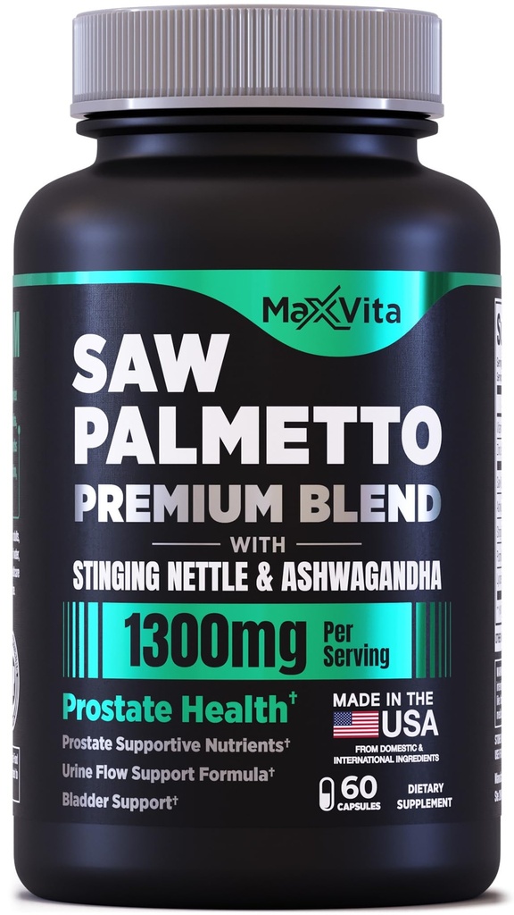 Prostate Premium - Saw Palmetto for Men, Stinging Nettle, Ashwagandha, Lycopene, Bladder & Urinary Relief, Prostate Supplemen untuk Men, 60ct