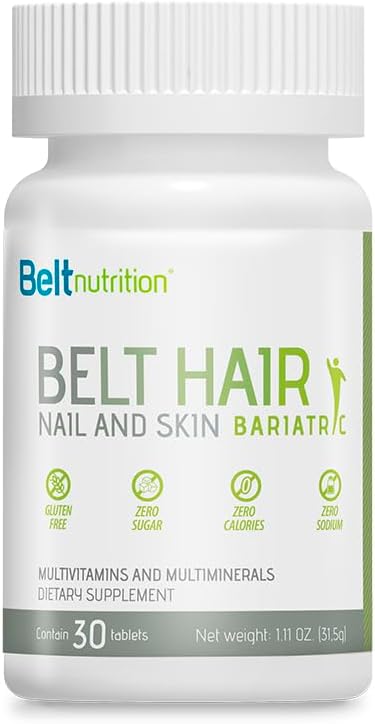 Belt Hair, Nail, dan Skin Bariatric (Gastric Bypass, Sleeve Gastrectomy) Multivitamin dan Multimineral Tables - Tidak ada Flavor - Persediaan 1 Bulan