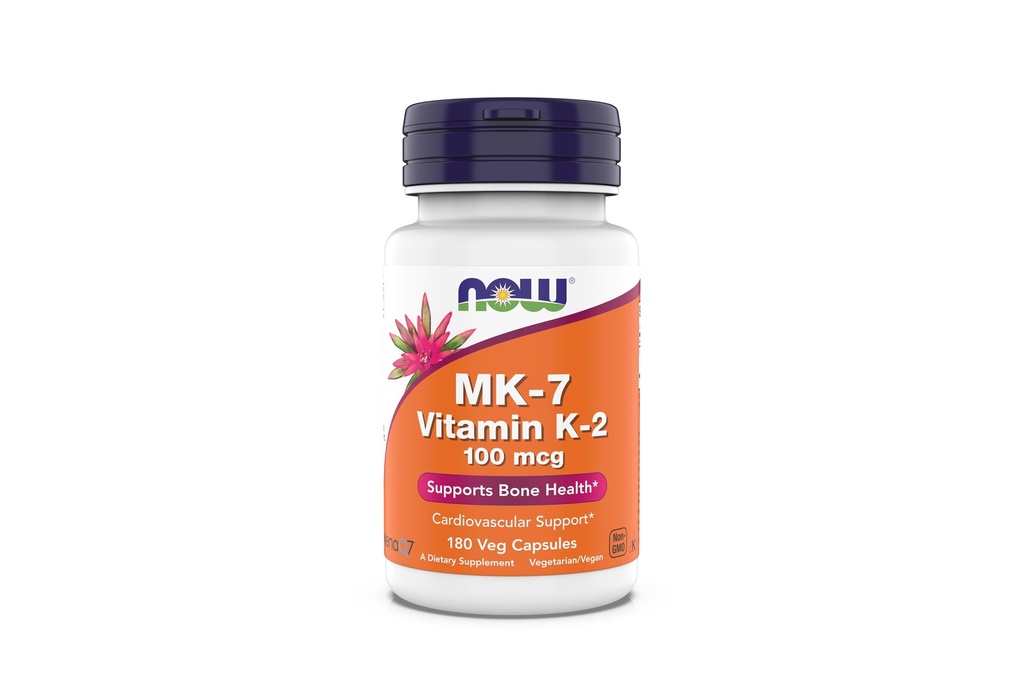 Suplemen MK-7 Vitamin K-2 100 mcg, Dukungan Kardiovaskular *, Dukungan Bone Health *, 180 Veg Capsules