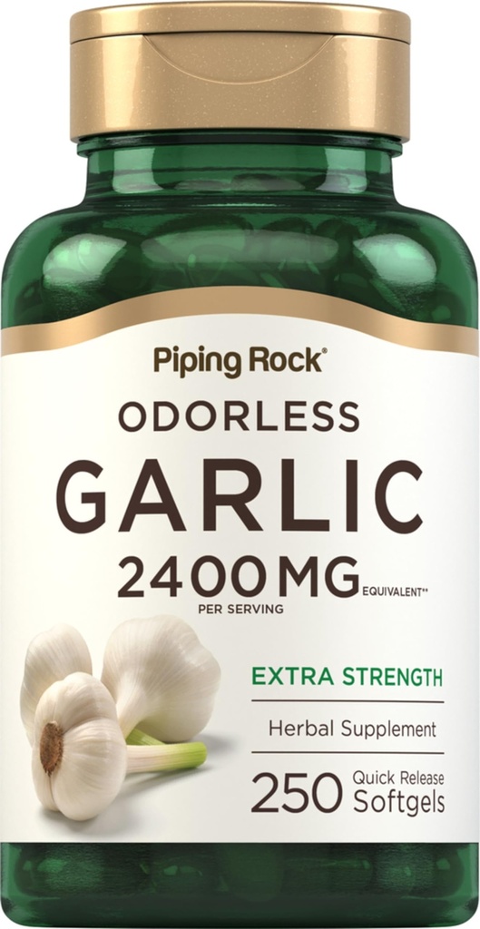 Tambahan Kapur Bawang Odorless Batu 2400mg 124; 250 Softgels 124; Poten Herbal Tinggi Ekstra Pil 124g; Non-GMO, Gluten Bebas