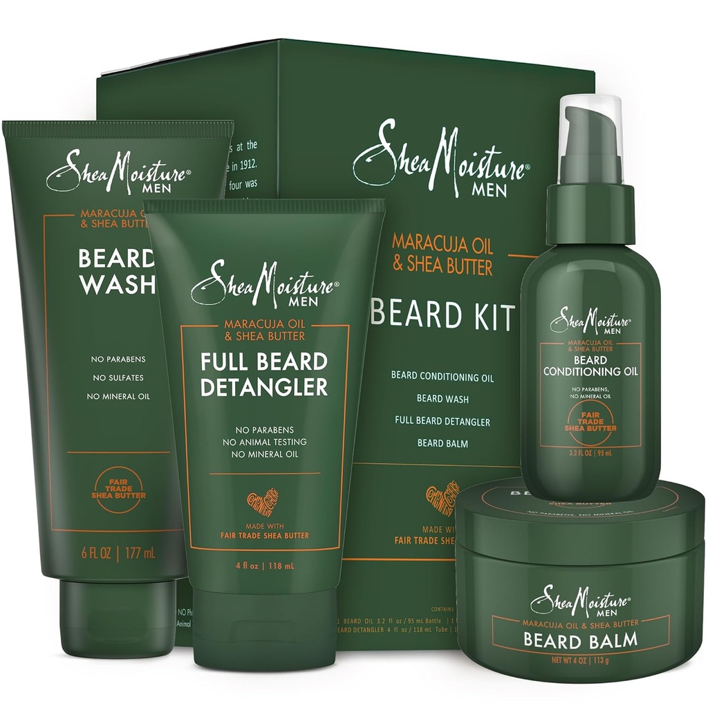 SheaMoid- Care Kit untuk Pria, Termasuk Wash, Balm, Oil, Conditioner, Natural Shea Butter & Maracuja Oil, Great Gift