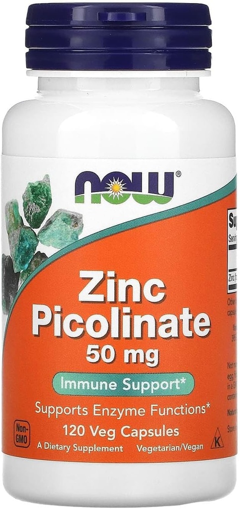 NOW Foods Zinc Picolinate 50mg, 120 Capsules (Paket 2)