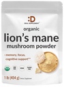 DeAL SUPLEMENT Organic Lions Mane Mushroom Powder Suplemen, 1.500mg Per Serving, 1lb - Aktif Fruiting Body & Myselium Extract - Natural Brain Nootropic & Imune System Booster - Non-GMO