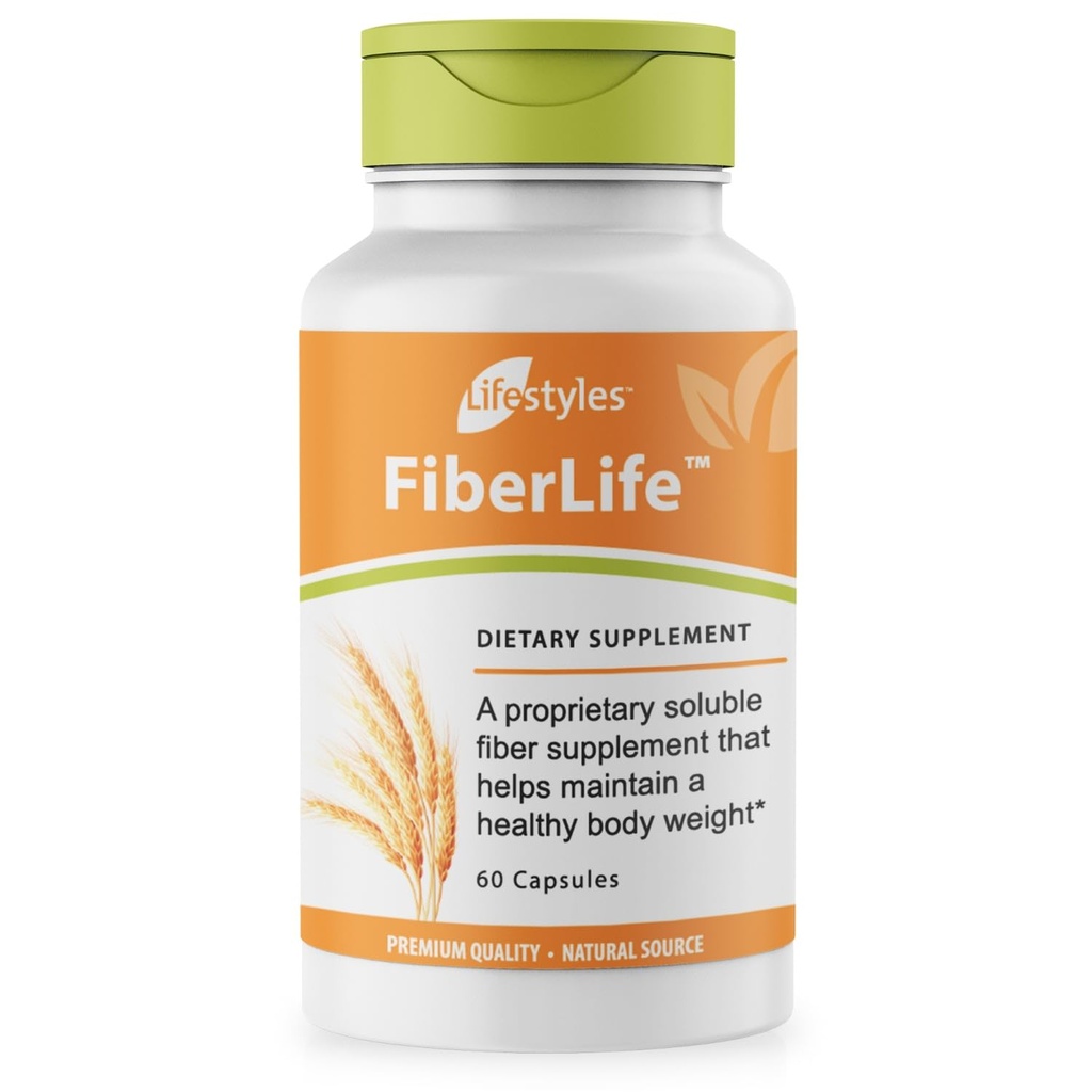Suplemen Kehidupan Gaya Hidup - Soluble Fiber untuk Kesehatan Digestif & Kolesterol Dukungan dengan Konjac, Guar Gum, Xanthan Gum, dan Cinnamon - Dibuat di Kanada - 60 Capsules (Paket 1)