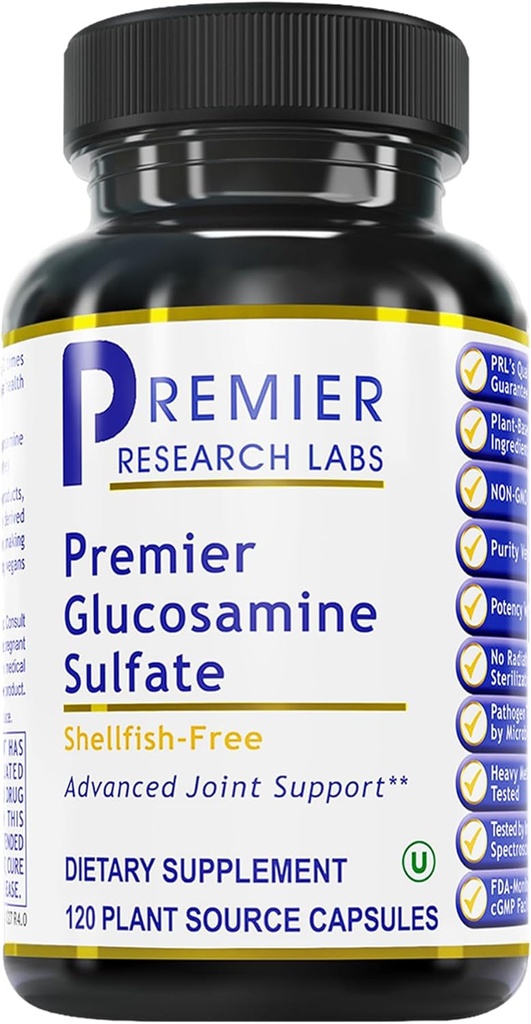 Premier Research Labs Glucosamin Sulfate - Shellfish Free Glucosamin Sulfate Capsules untuk Dukungan Gabungan, Konektor Kesehatan, 750 mg Per Serving, Vegan Friendly - 120 Vegetarian Capsules