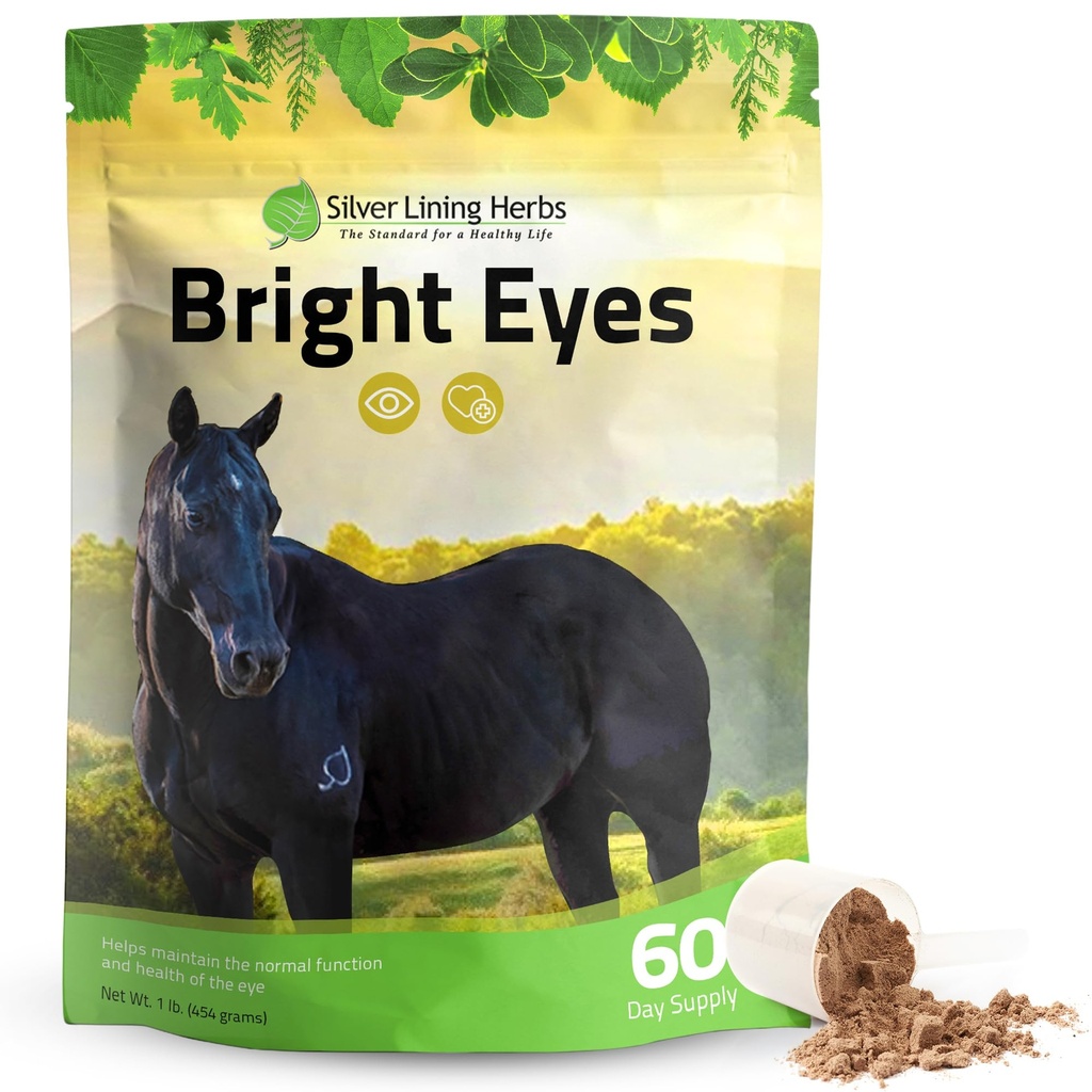 Silver Lining Herbs Bright Eyes Vitamin - Horses Eye Supplemen untuk Mendukung Kesehatan Capillary, Great Vision, & Overall Eye Health - Plant - Based Herbal Horse Suppplemen 1 Lb 60- Day