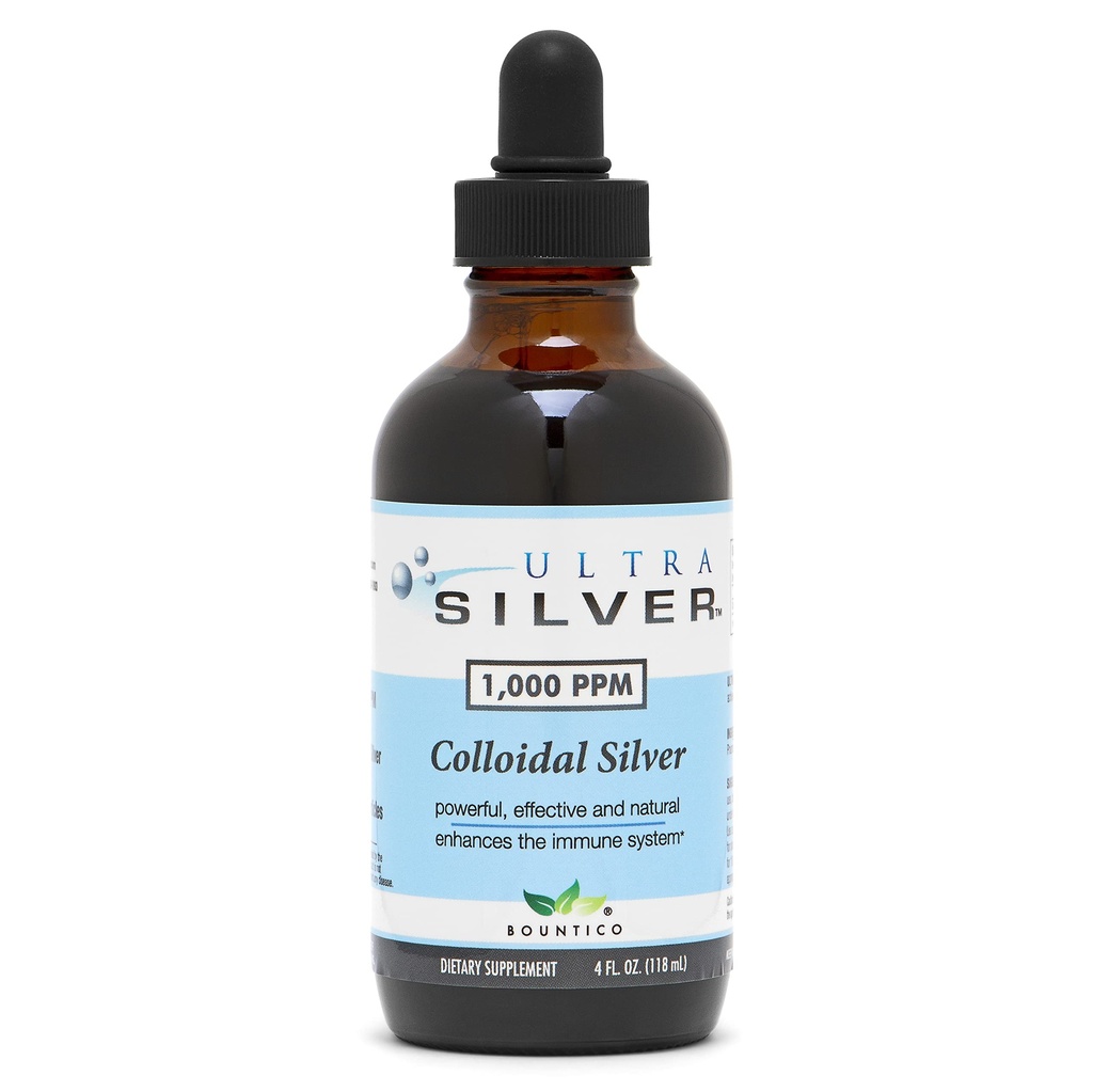 Ultra Silver ® Colloidal Silver Averal 124; 1.000 PPM, 4 Oz (118mL) 1184; Suplemen Mineral: True Colloidal Silver - dengan Dropper