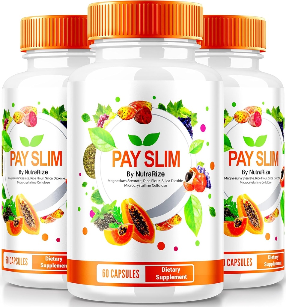 NutraRize (3 Pack) Pay Slim Capsules, PaySlim All-Natural Suplement for Healthy Weight Loss, Premium Formula Formula to Achieve Body and Fitness Goals, Review Resmi (180 Capsules)