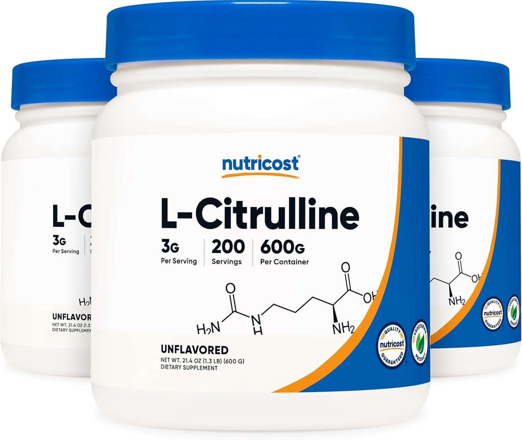 Powder murni L- Citrulline (Dasar) (600 Grams) (3 Botol)