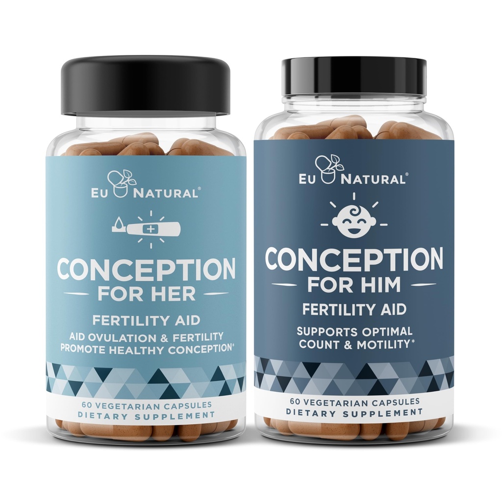 Fertilitas Konsep untuk Nya & Dia Bundle - Suplemen Kesuburan Fertilitas Combo untuk Perempuan & Pria - Prenatal Vitamin - Penyeimbangan Hormone Propine, Konsistensi Siklus, Ovulasi Bantuan - 120 Cacah