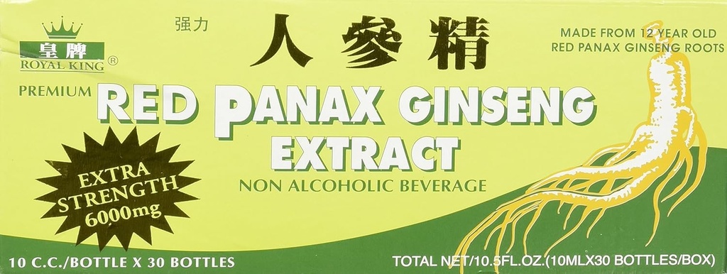 Royal King Red Panax Ginseng Extract 6000mg, 0.33 Fl Oz (Paket 30)