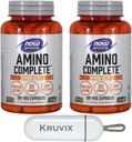 NOW Foods Sports Nutition, Amino Complete ™ 124; Protein Blend with 21 Aminos and B-6 126; 120 Veg Capsules - Kemasan 2 dengan Pill Organizer