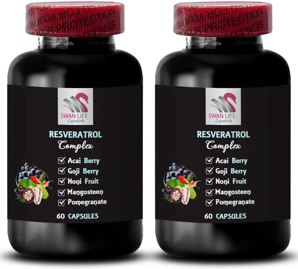 Energi Harian - Kompleks RESVERATROL - Berry Blend, Keseimbangan Hidration, Antioksidan yang kuat, Ingredians Natural, Noni Power, Berry Benefits, Dukungan Nutrosi, Menyegarkan Flavor 2 Botol 120 Caps
