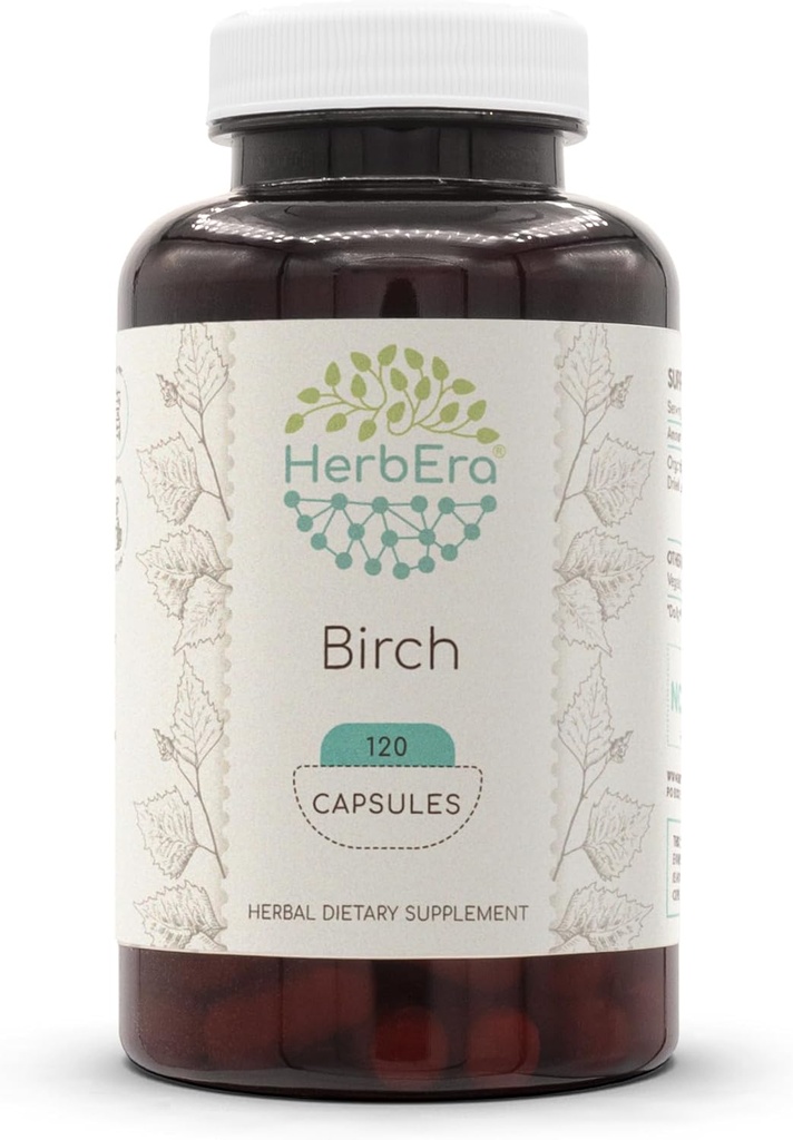 HerbEra Birch 120 Capsules, 500 mg, Made with Birch (Betula Pendula) Dryed Leaf (120 Capsules)