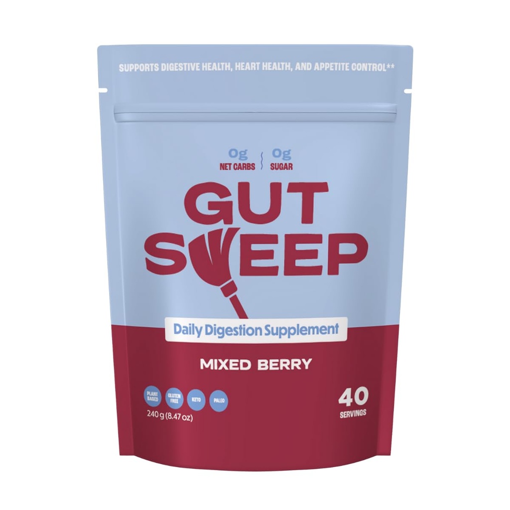 Gut Sweep - Daily Ditraffic Supplement - Psyllium Husk Fiber - Supports Appetite Control - Gluten Free & Plant Based - Keto & Paleo Friend- 40 Servings - Mixed Berry