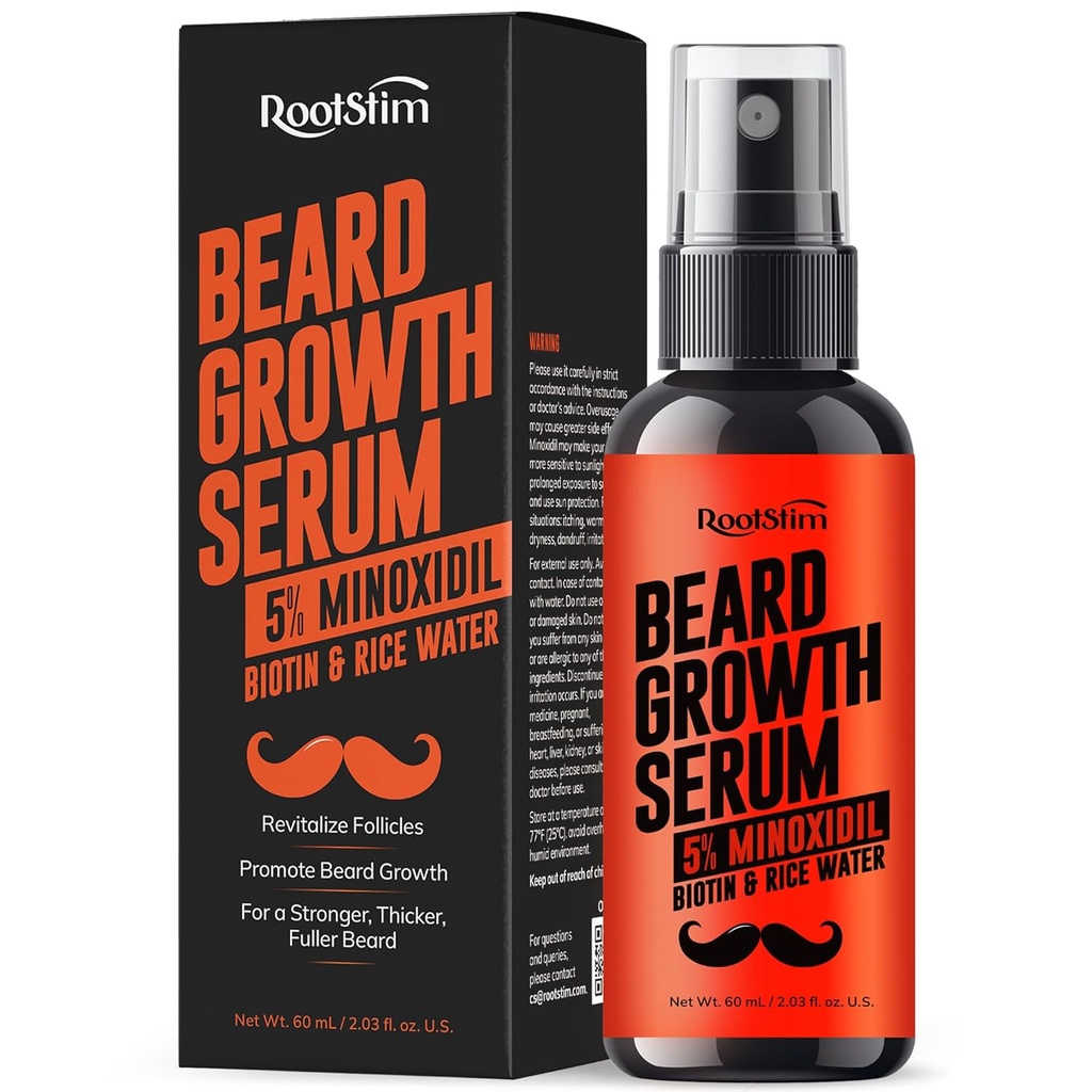 Beard Growth Serum untuk Pria: Pertumbuhan Rambut Semprotan dengan Biotin & Rice Air - Ekstra Kekuatan Minyak Beard