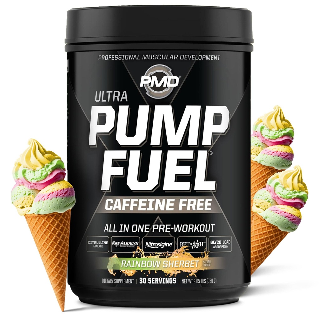 PMD Sports Pump Fuel Ultra Caffeine Free - Premium Premium Premium Promium Pompa dan Muscle, Greater Focus, Endurance & Recovery, Premium Creatine, Arginine & Beta Alanine