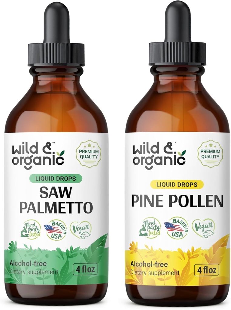 Wild & Organic Saw Palmetto Tsuture 4 fl oz & Pine Pollen Tincture 4 fl oz