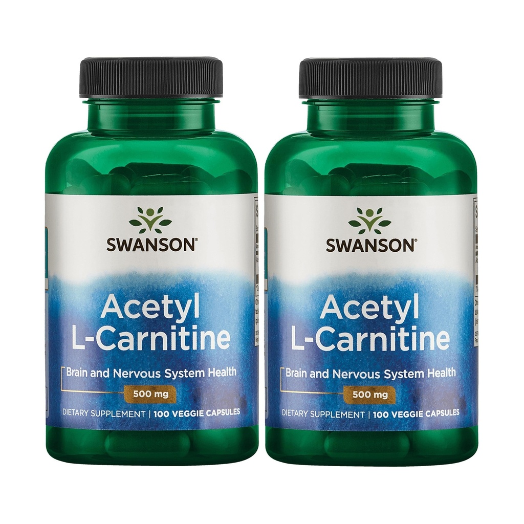 Swanson Acetyl- L- Carnitine - Amino Acid Propotion Propotion Cognitive Health & Muscle - Natural Formula May Prograsy System Health - (100 Vevgie Capsules) (2 Pack)