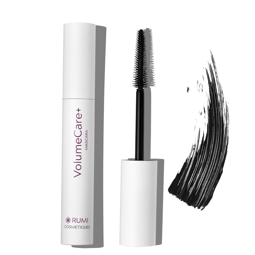 Rumi Cosmetiques VolumeCare + Mascara For Older Women - Extreme Panjang dan Volume 2-in-1 Formula - No Clumps, Long- Mengenakan, Mascara Hiperalergenik Untuk Mata Sensitive (Natural Black)