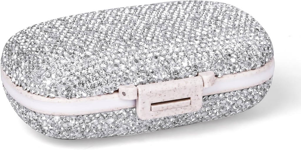 1Pack Travel Pill Organizer, 8 Kompartemen Portable Pill Case, Kotak Pil Kecil untuk Pocket Purse Portable Medicine Vitamin Container (Sparkling Silver)