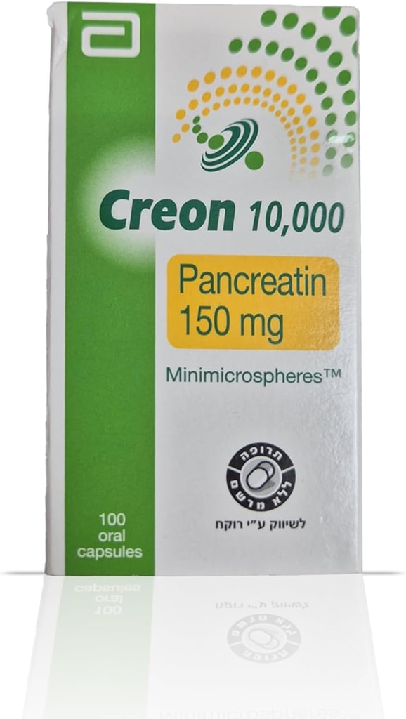 Creon 10,000 Enzyme Supplemen Pankreas - Mendukung Gangguan dengan Lipase, Protease, Amylase - 100 Kapsul