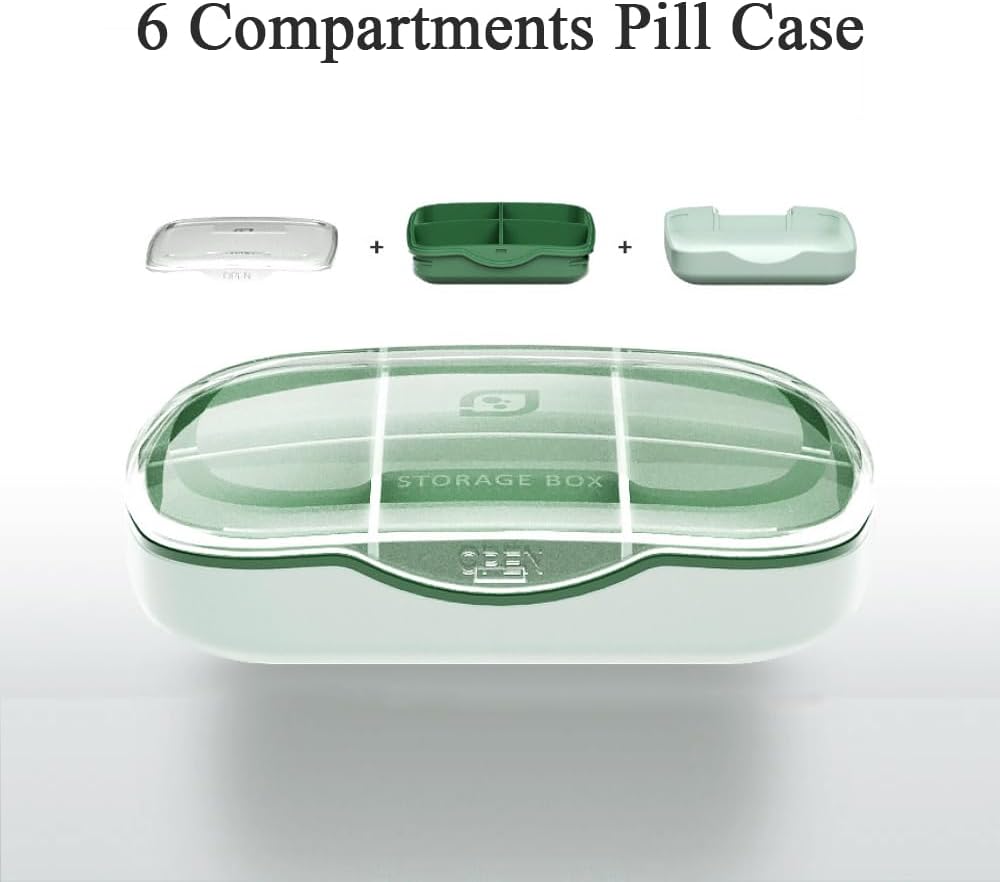 Travel Pill Organizer Box, 6 Comment Weekly Medicine Case Reminder for Purse Pocket, Daily Pharmacy Container, Medication Holder Dispenser for Fish Oil, Vitamin, Cod Liver Oil, Suppplemen