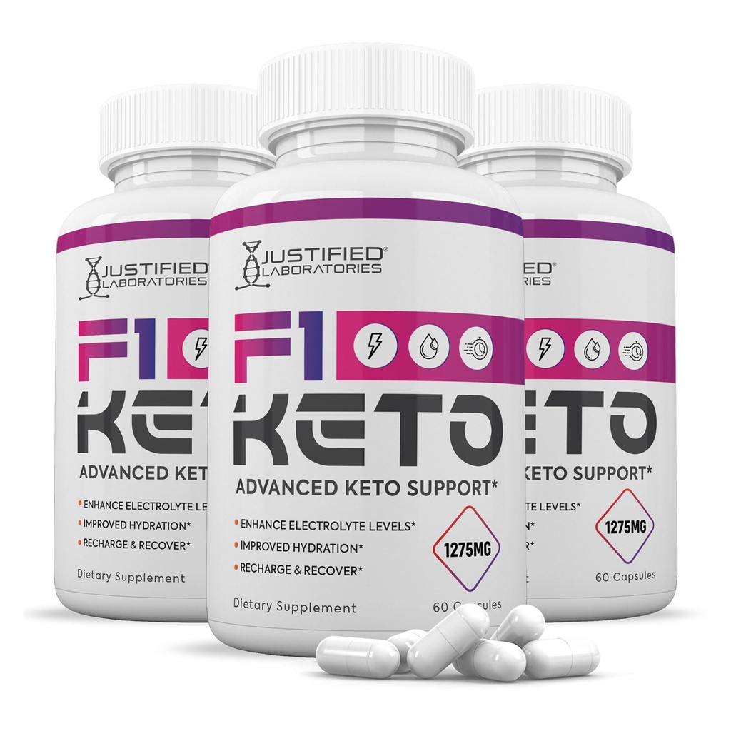 (3 Paket) F1 Keto Pil 1275MG Baru & Improved Formula Berisi Cider Apple Vinegar Extra Virgin Powder Minyak Daun Teh Hijau 180 Kapsul