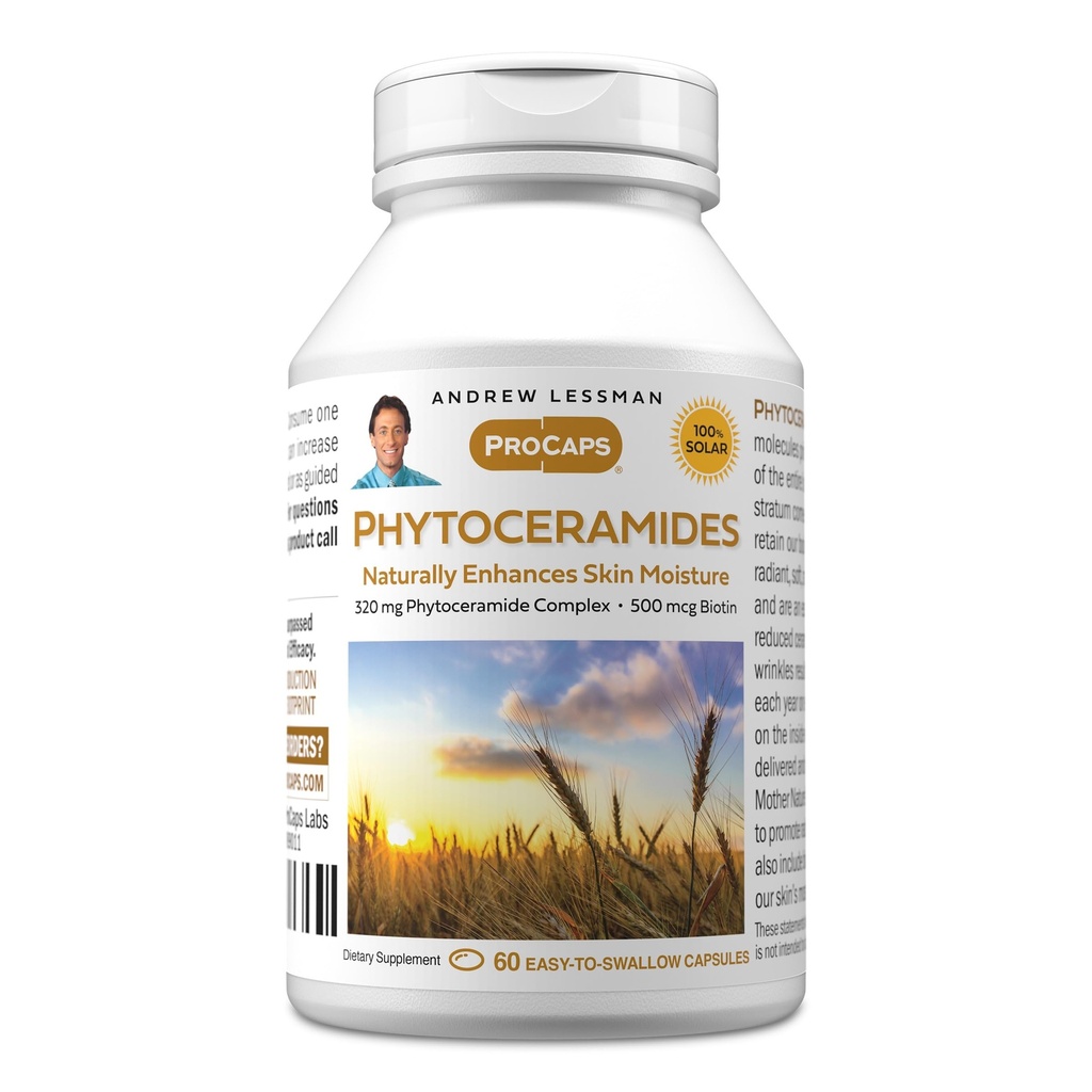 ANDREW LESSMAN Phytoceramides dengan Biotin 60 Softgels - Skin Vital Natural Internal Moisturizer. Tentu Enhances Lembut, Halus, Radian Skin. Tidak ada Addonist. Mudah untuk Swallow Softgels