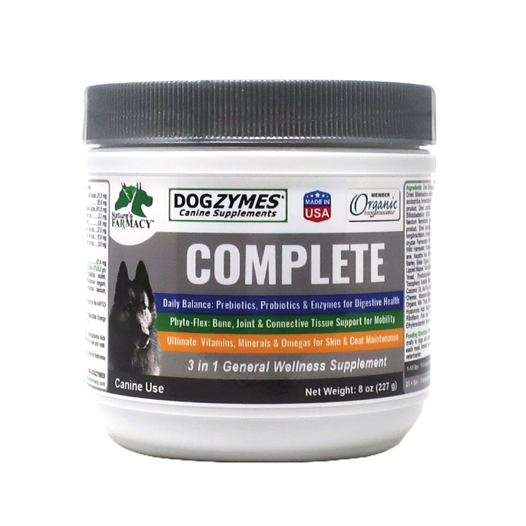 Dogzymes Complete - Propoletic, precosamine, Glucosamine, Chondroitin, MSM dan Hyaluronic Acid, Complete Skin and Coat Care (8 Ounce)