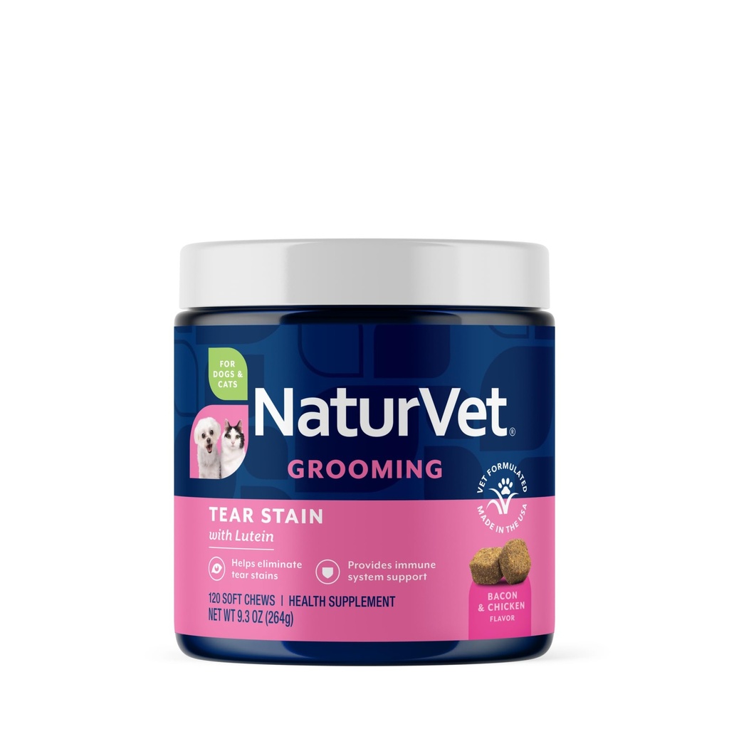 Panjangan Air Mata dan Air Mata Vet Lutein untuk Anjing & Kucing - Mencegah Tenggelam Air Mata untuk Anjing, Cat Breeds - Termasuk Oregon Grape Root, Marshmallow Root, Cranberry Extract - 120 Ct.