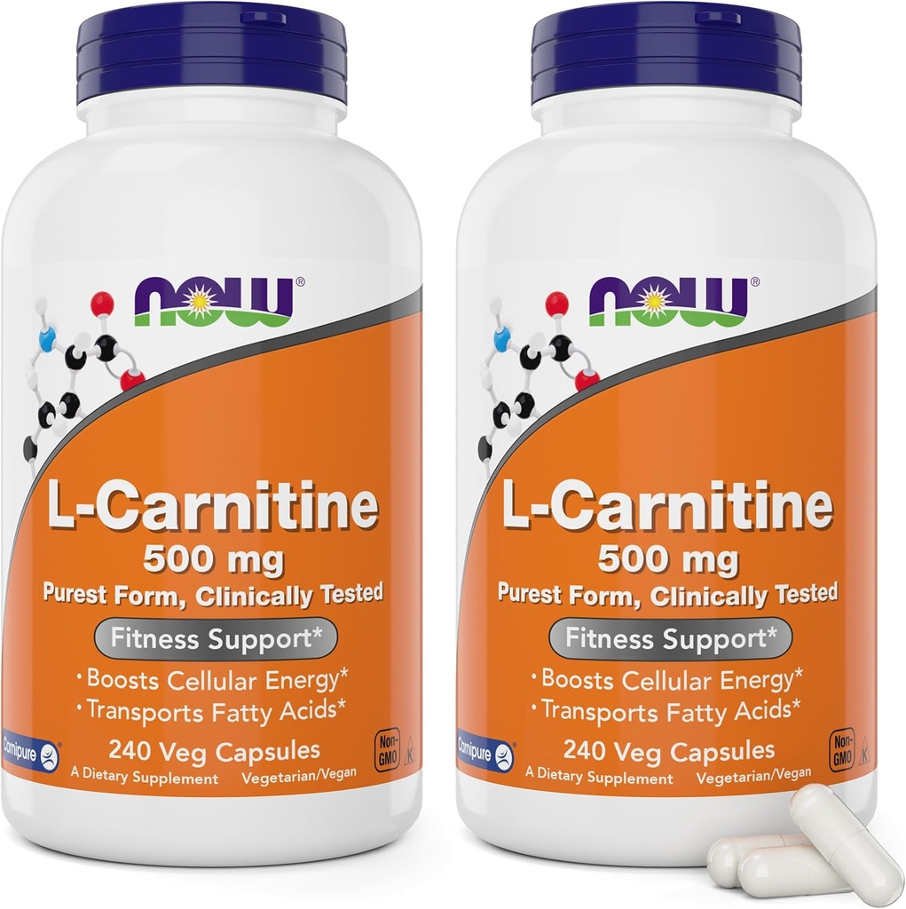 NOW Foods L- Carnitine 500 mg, 240 Veg Caps (Paket 2)