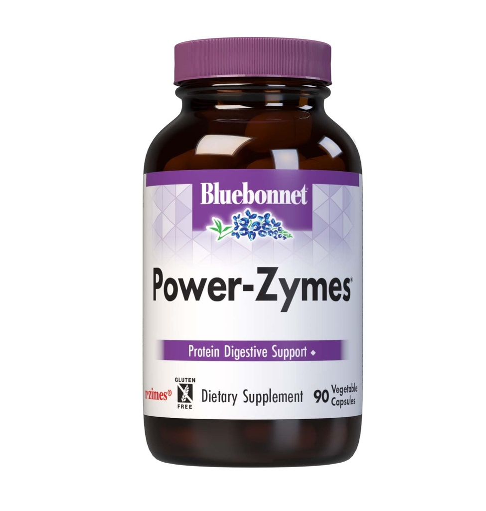 Bluebonnet Nutrection Power- Zymes, Protein Digetical Support *, Soy- Free, Gluten- Free, Dairy- Free, 90 Vegetable Capsules, 90 Servis