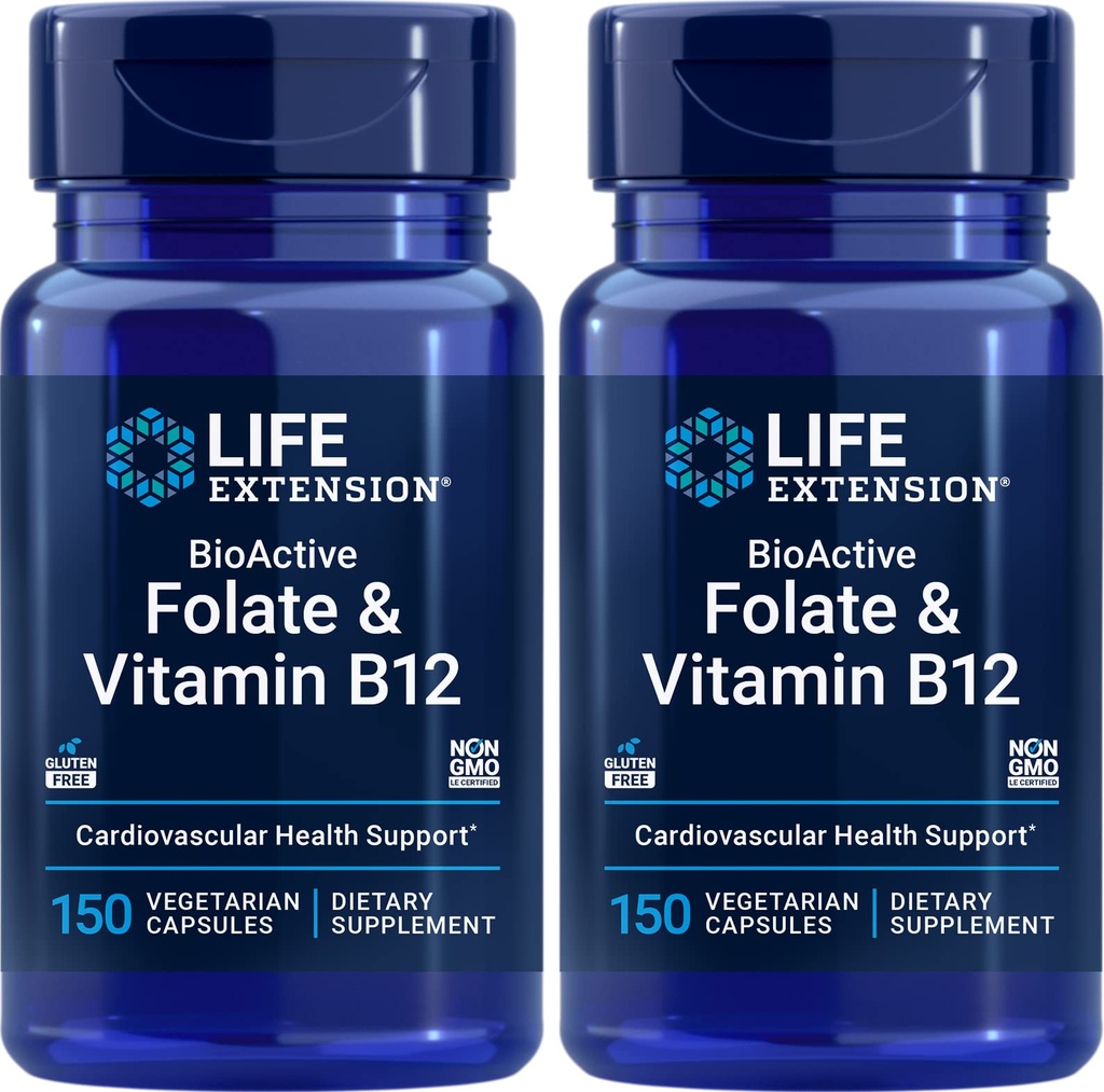 Ekstensi Hidup BioAktif Membusuk & Vitamin B12, 150 Kapsul Vegetarian (Paket 2), Non GMO, Gluten Bebas