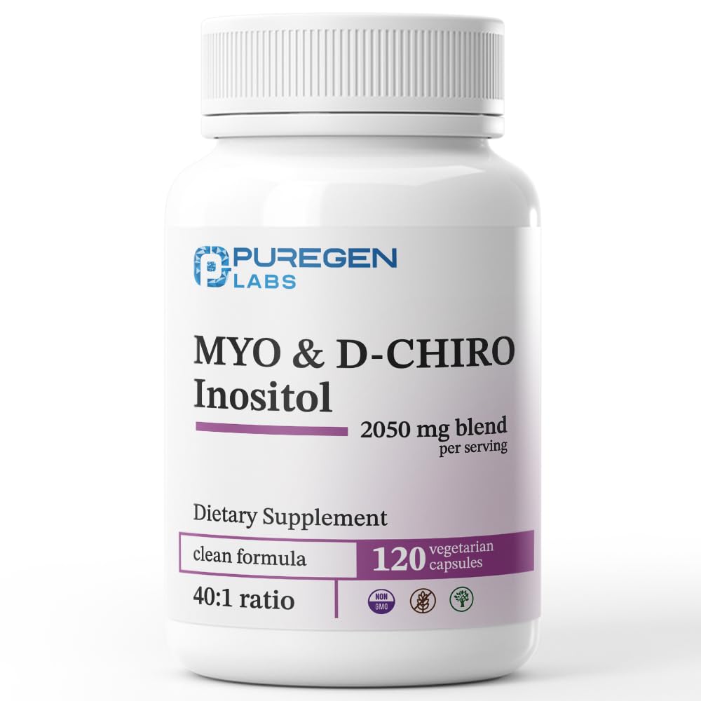 Lab Puregen Inositol Tambahan 124; Myo Inositol & D- Chiro Inositol 2050mg - 120 Vevgie Caps 124; Tidak ada Harmful Additives 124; Non-GMO, NO Gluten and Dairy - Dibuat di AS