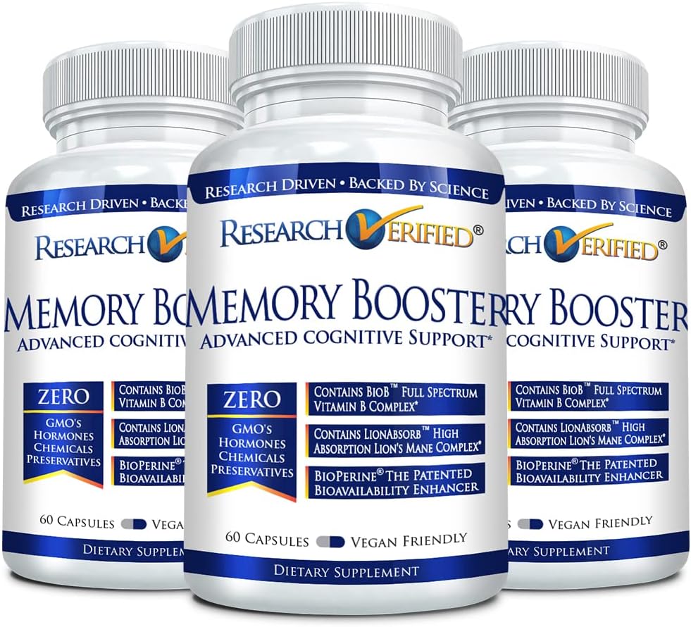Research Verified Memory Booster - Nootropic Suplemen - Enhance Cognition and Memory - Lion 's Mane, Ginkgo Biloba, BioPerine - 3 Pasokan Bulan - Non-GMO - Dibuat di USA