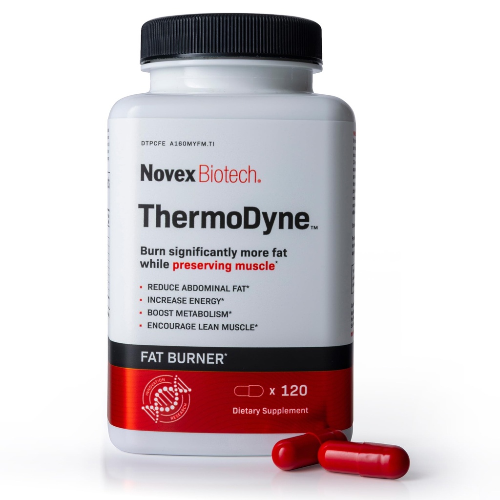 Novex Biotech ThermoDyne - Thermogenic Fat Burner for Men - Appetite Suppresan - Metabolisme Booster for Men - 200mg Caffeine - 120 Count