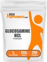 BulkSuplements.com Glucosamin HCI Powder - Glucosamine Suplemen, Dukungan Bersama - Gluten Bebas, 1g per Serving, 250g (8.8 oz) (Paket 1)