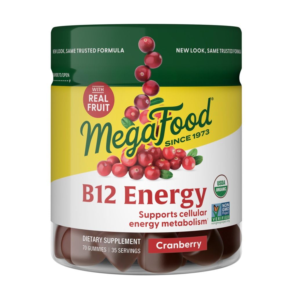 - Vegan - dengan Metil B12 Vitamin Energy Production - Cranberry - Daily Vitamin B12 Supplemen - USDA Organik - 70 Gummies, 35 Pelayan