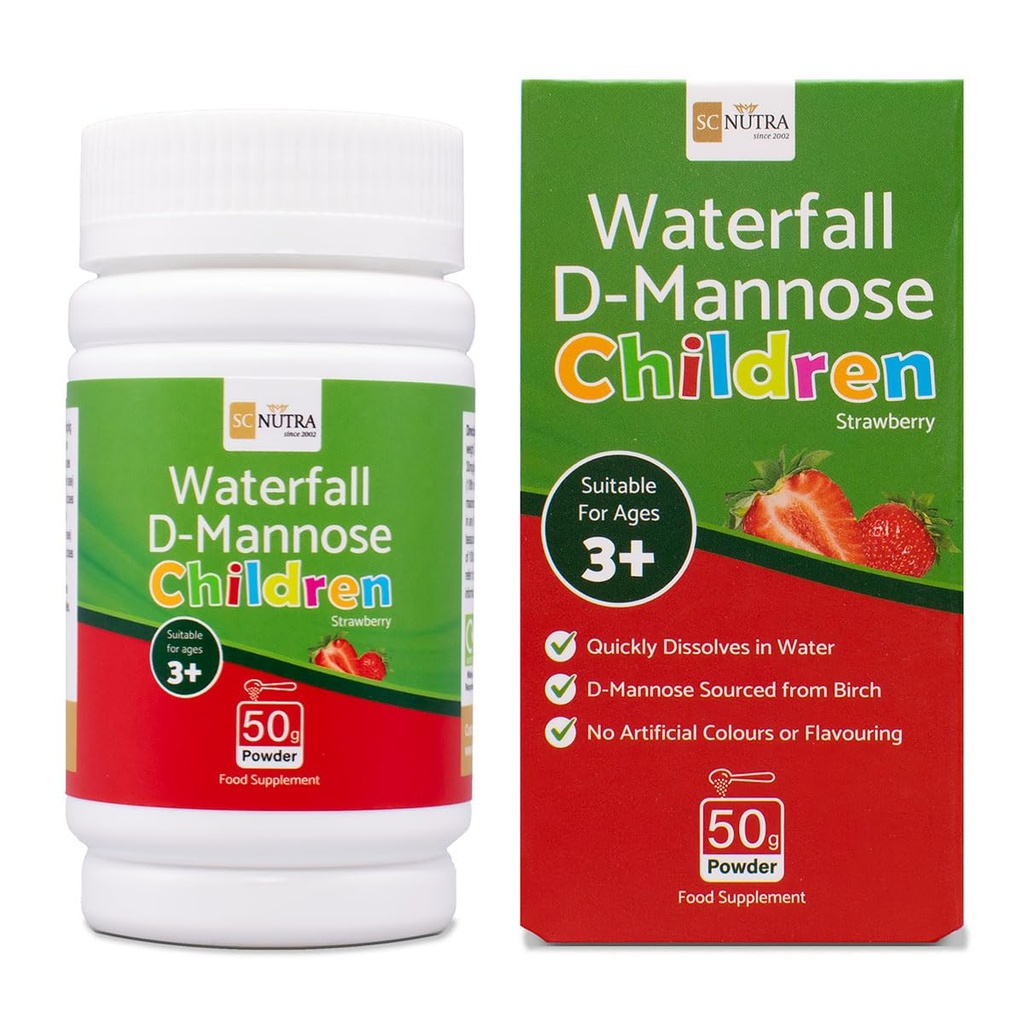 sc nutra Waterfall D-Mannose Children Strawberry - Kids D- Mannose Alami sourced from Birch (Sweet Cures)