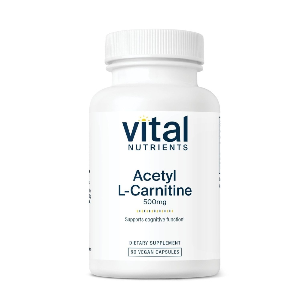 Visi Nutrients Acetyl L- Carnitine 500mg Brain, Memory, dan Kognitive Suplemen * Ace4; Vegan 124; Gluten, Dairy, Soy Free 124; Non-GMO 124; 60 Capsules