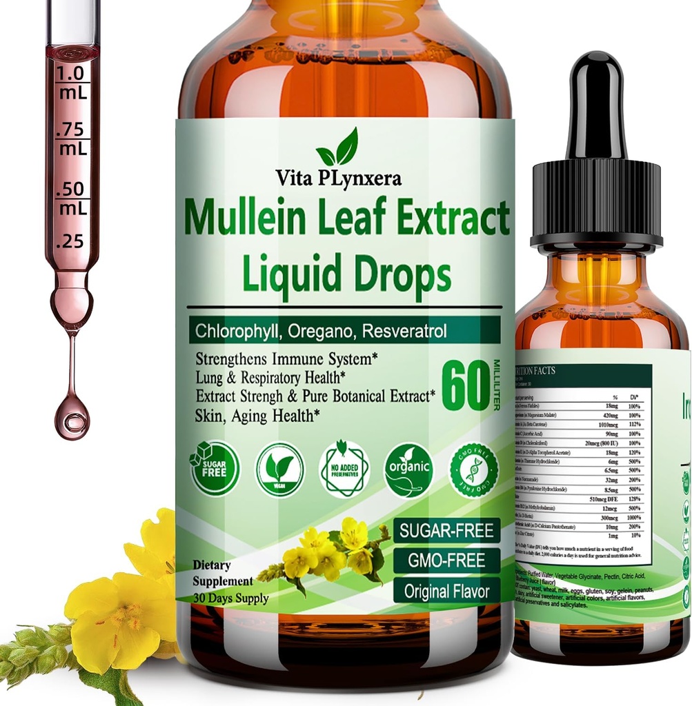 Klorofil Elderberry Oregano Oil Resveratrol Mullein Tincture Alkohol, Original Flavor, 2 f Fl / Oz
