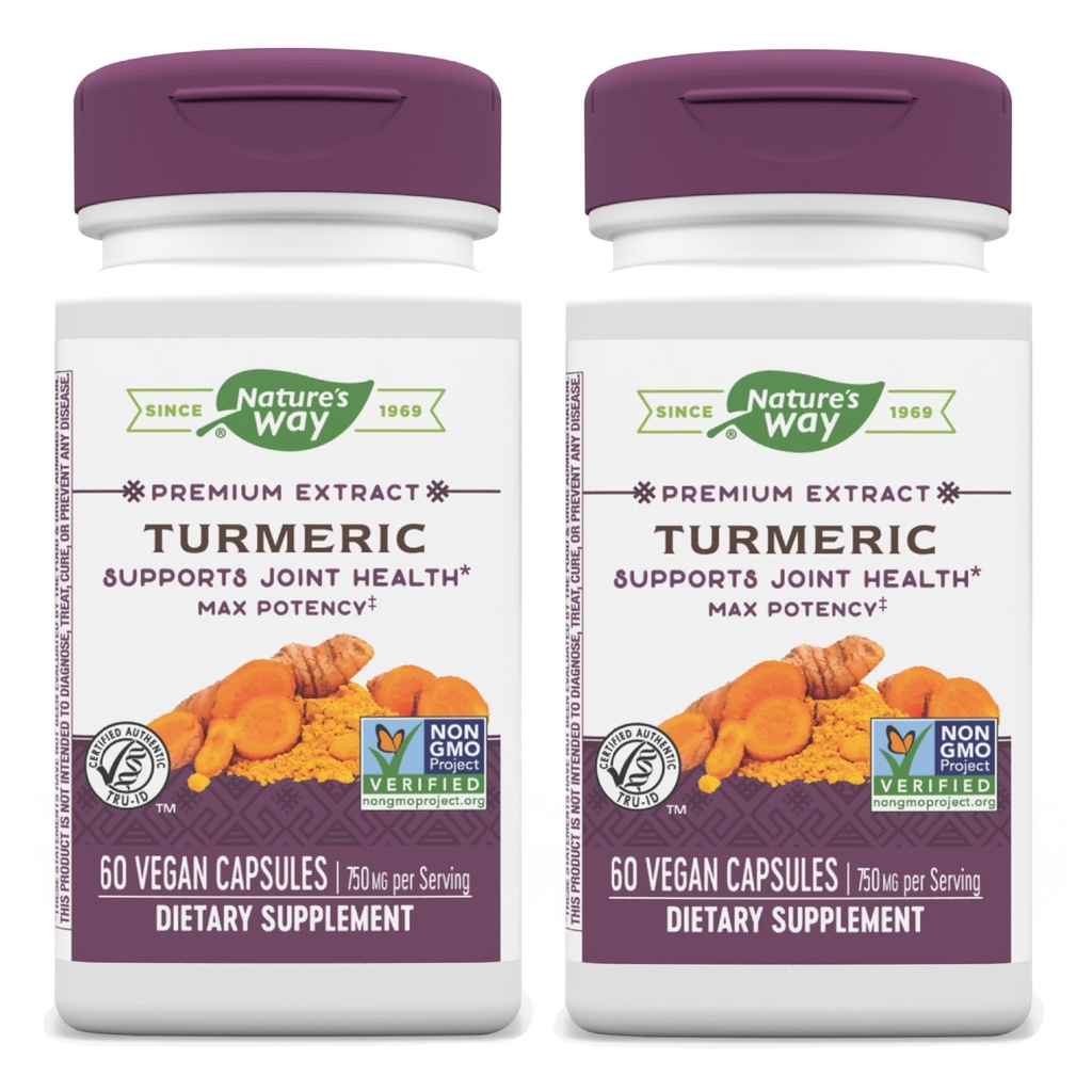Nature 's Way Turmeric Max Potency Extract - Turmeric Supplement for Joint * - with Turmeric Extract - for Men & Women - Gluten Free - 60 Vegan Capsules (Pack of 2)