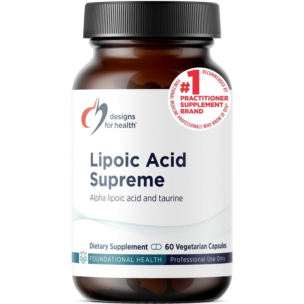 Desain untuk Tinggi Lipoic Acid Kesehatan - 300mg Alpha Lipoic Acid dengan Taurine - Vegan, Suplemen ALA Non- GMO (60 Kapsul)