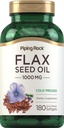 Piping Rock Flaxseed Oil 1000mg Softgel Capsules 124; 180 Count 124; Cold Press Suplement 12.4; Non- GMO, Gluten Free