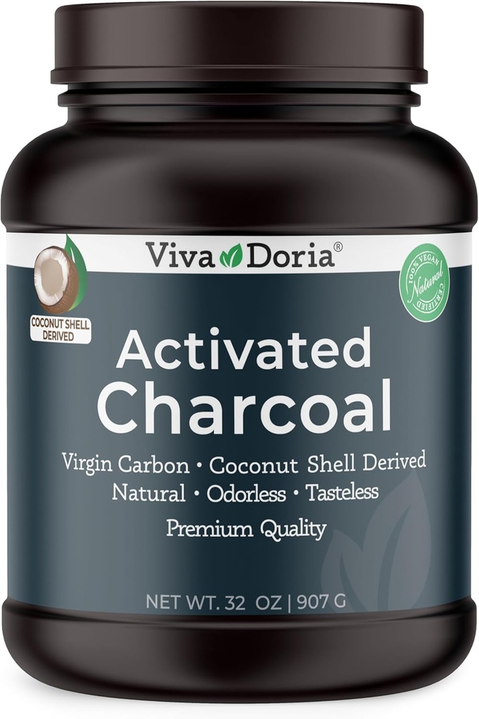 Viva Doria Virgin Activated Arang Powder, Coconut Shell Deerived, Food Grade, 32 Oz