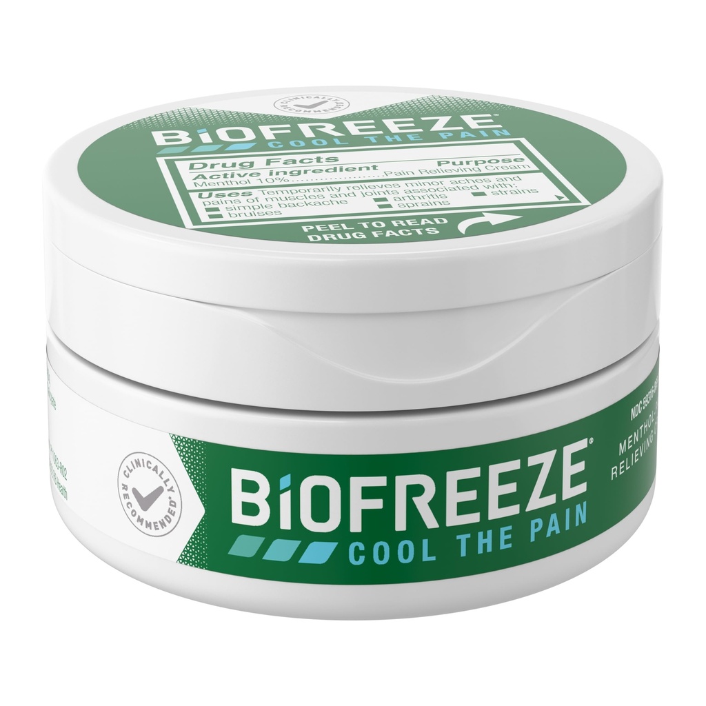 Biofreeze Pain Relief Cream, Neck, Hip, Gabungan, Shoulder, & Simple Bacache, Arthritis Pain Reliever, Sore Muscle Relief, Cooling Menthol Cream, 3 Oz