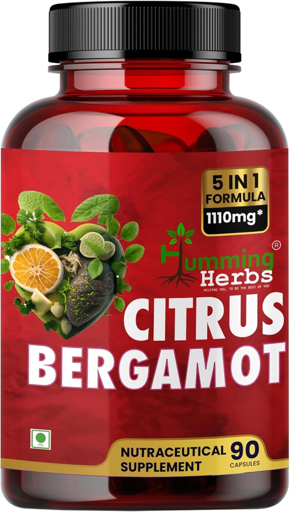Humming Herbs Bergamot Citrus 1110mg with Black Choke Berry, Niasin, Olive Leaf & Black Pepper Extract 90 Capsule