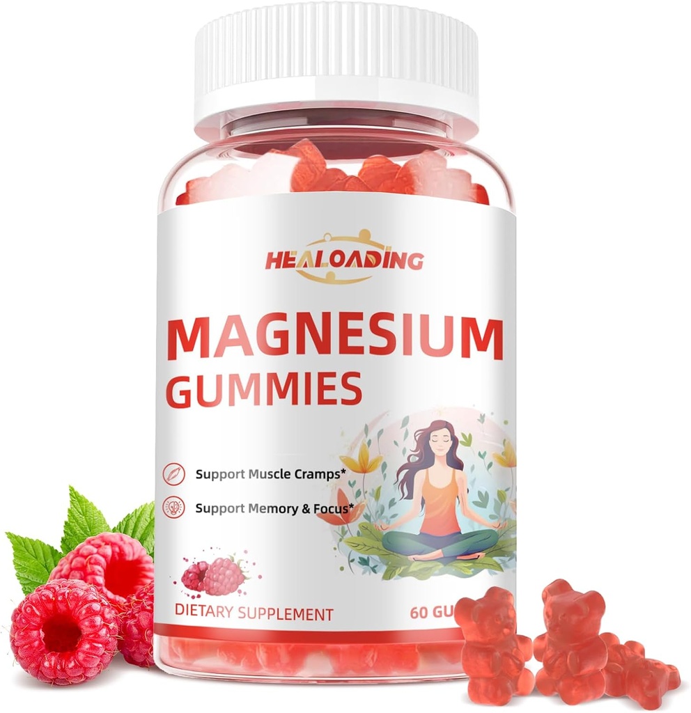 Gummies Magnesium untuk Wanita Natural Magnesium Citrate Gummy Tambahan Gula Free Supports Relaksasi Otot, Energi Metabolisme
