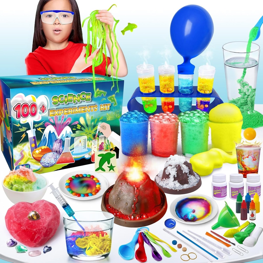 UNGLINGA 100 + Science Lab Experiments for Kids, S.T.E.M Project Activency Editity Birthday Joys Gifts for Boys Girls, Chemistry Set, Gems Dig, Volcano, Glowing Worms